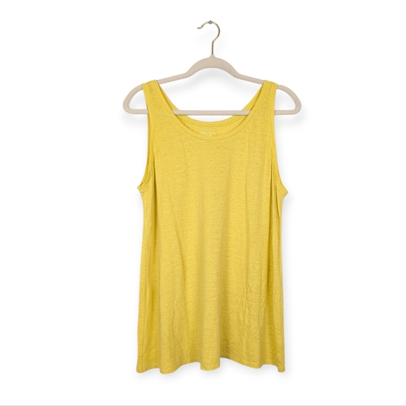 Eileen Fisher Yellow Linen Jersey Scoop Neck Tank Top Size M - Picture 1 of 7